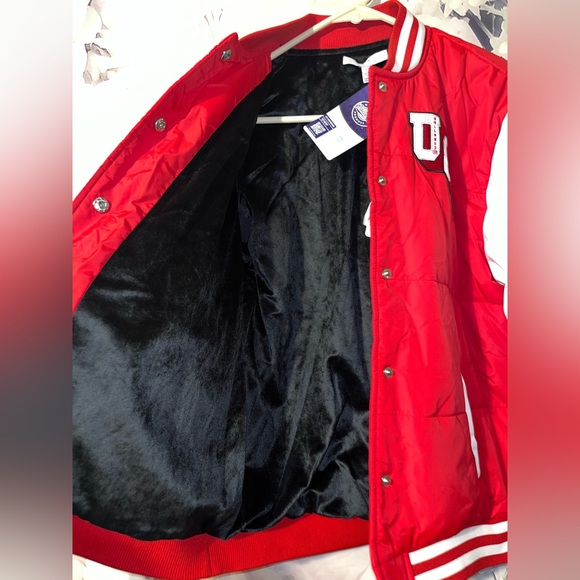 Women's WEAR by Erin Andrews Red Georgia Bulldogs Varsity Puffer Jacket Sz S New - Picture 9 of 10